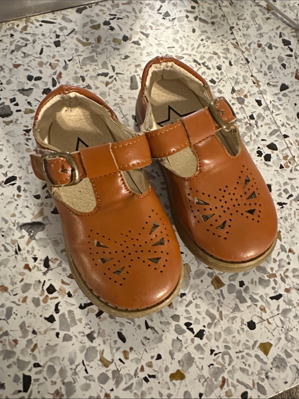 Toddler Tan Leather T-Strap Mary Jane Dress Shoes